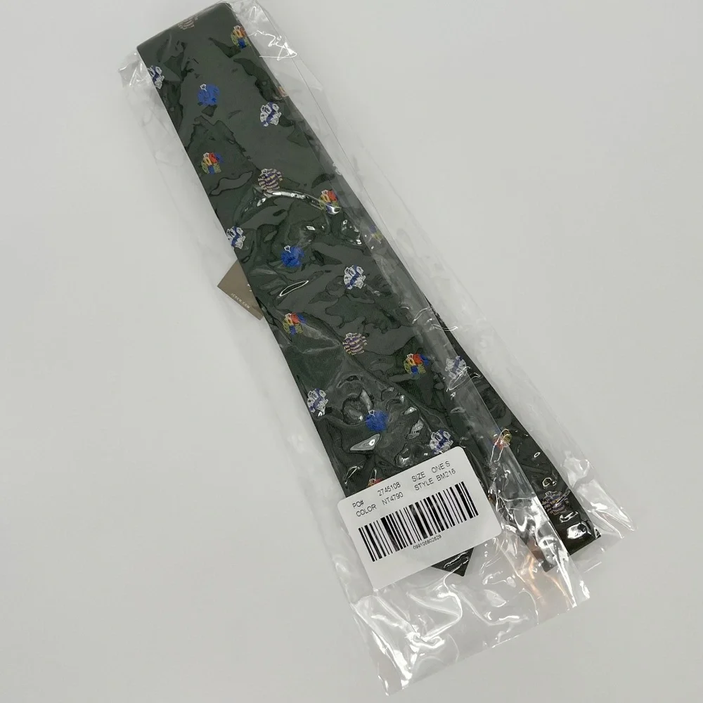 J. Crew Men's Rugby Pattern 100% Silk Tie Green Ludlow English Hand Stitched USA